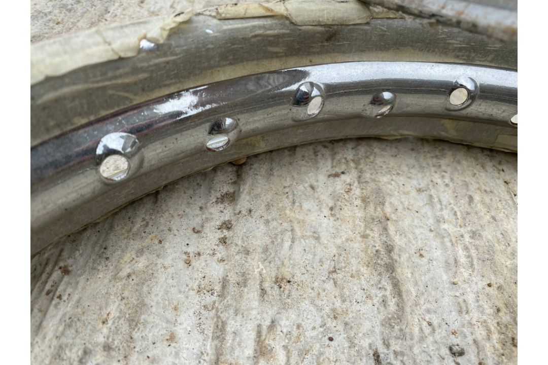 Three motorcycle rims, two appear to have been rechromed. - Image 3 of 3
