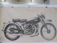 A very large circa 1970s scale study of a Vincent in side profile, 73 1/4 x 42