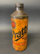 A Pratts Motor Oil 'Medium Heavy' grade cylindrical quart can.