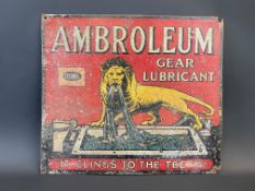 A rare Ambroleum Gear Lubricant by Sternol pictorial tin advertising sign, 17 x 15