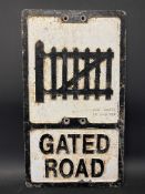 A REPRODUCTION aluminium road sign for Gated Road, by Ham Baker Co. Limited, 12 x 21