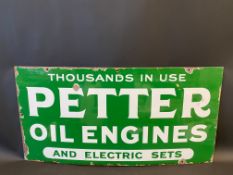 A Petter Oil Engines and Electric Sets, rectangular enamel sign with excellent gloss, 36 x 18