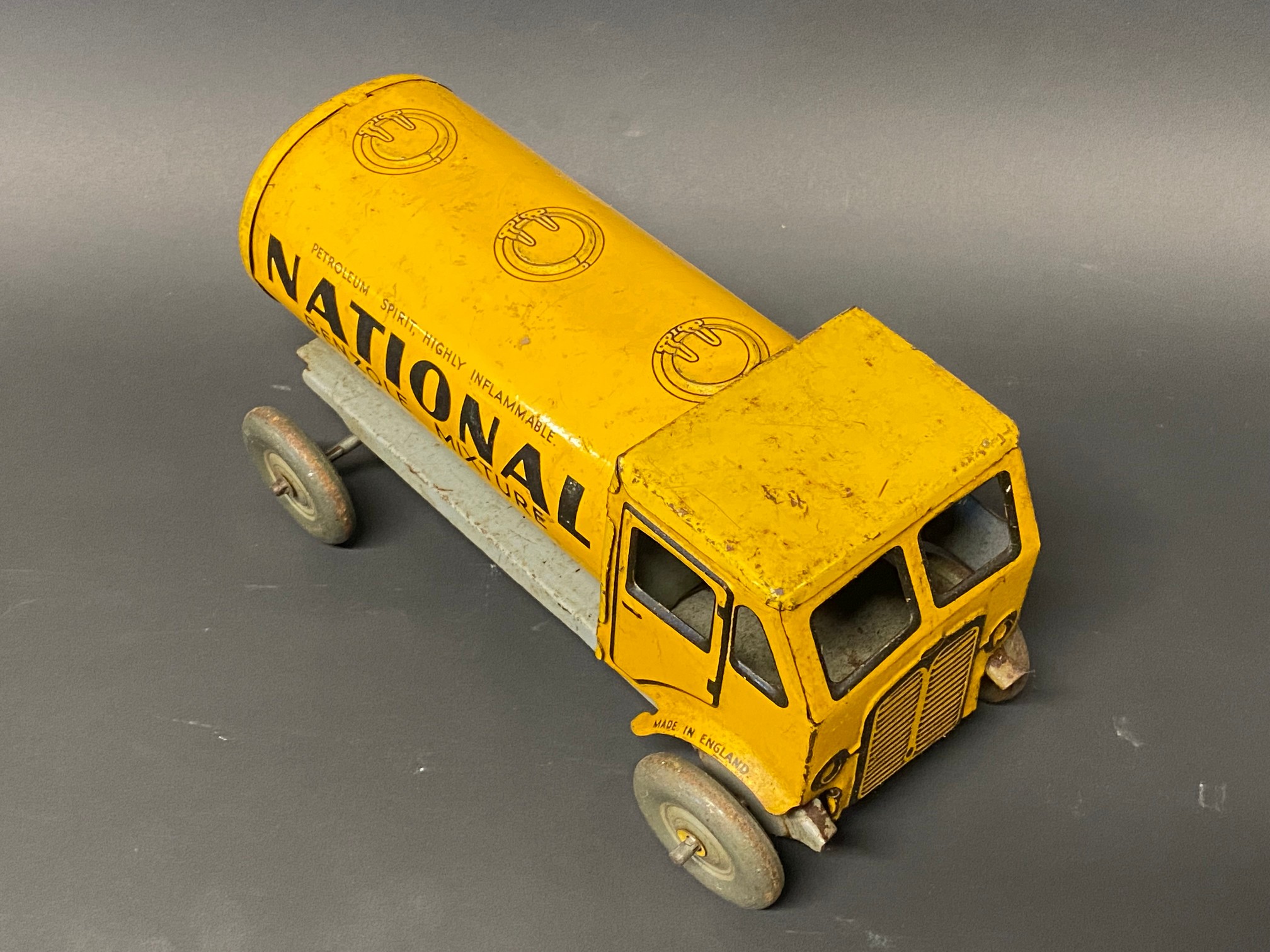 A clockwork tinplate model of a petrol tanker in National Benzole Mixture livery. - Image 3 of 4