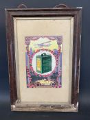 A framed and glazed reproduction advertisement for Pratt's Perfection Spirit, 13 3/4 x 19 3/4