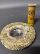 An A1 Tyre Co. Ltd of Birmingham advertising tyre ashtray, plus a rare Coro French Chalk tin.