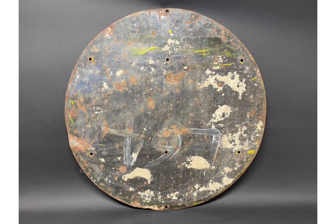 An AA circular yellow and black enamel road/village sign for Nazareth, made by Franco, older amateur - Image 5 of 5