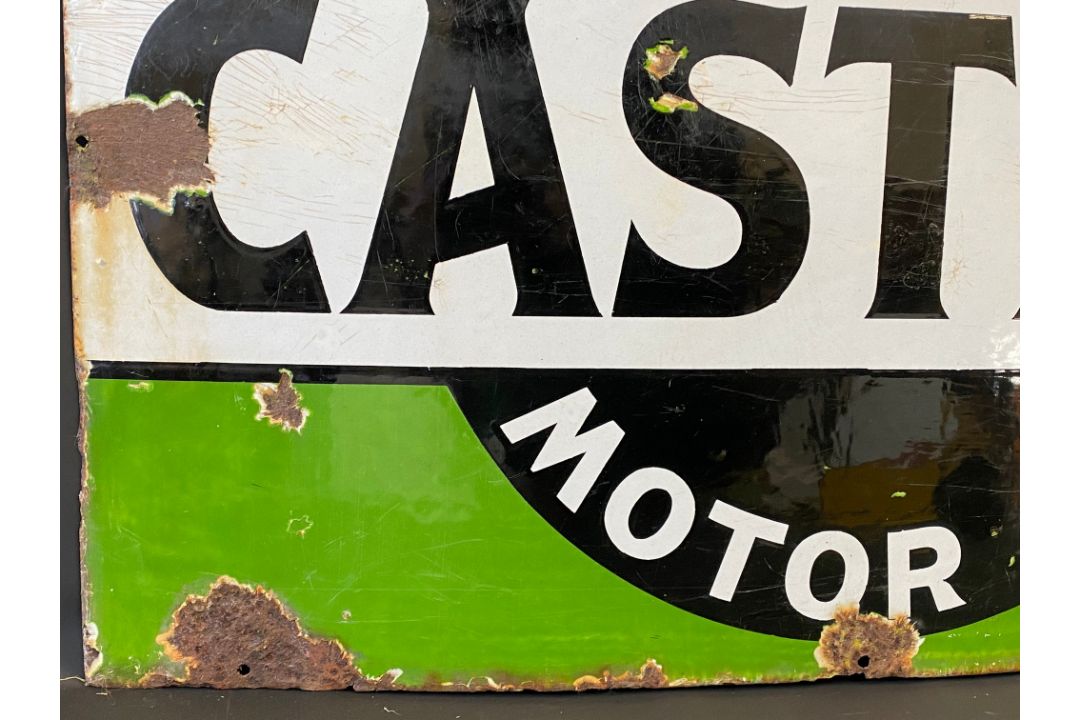 A Wakefield Castrol Motor Oil rectangular enamel sign, the scarcer green version, by Bruton of - Image 6 of 7