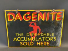 A Dagenite Dependable Accumulators rectangular double sided enamel sign, 20 x 15