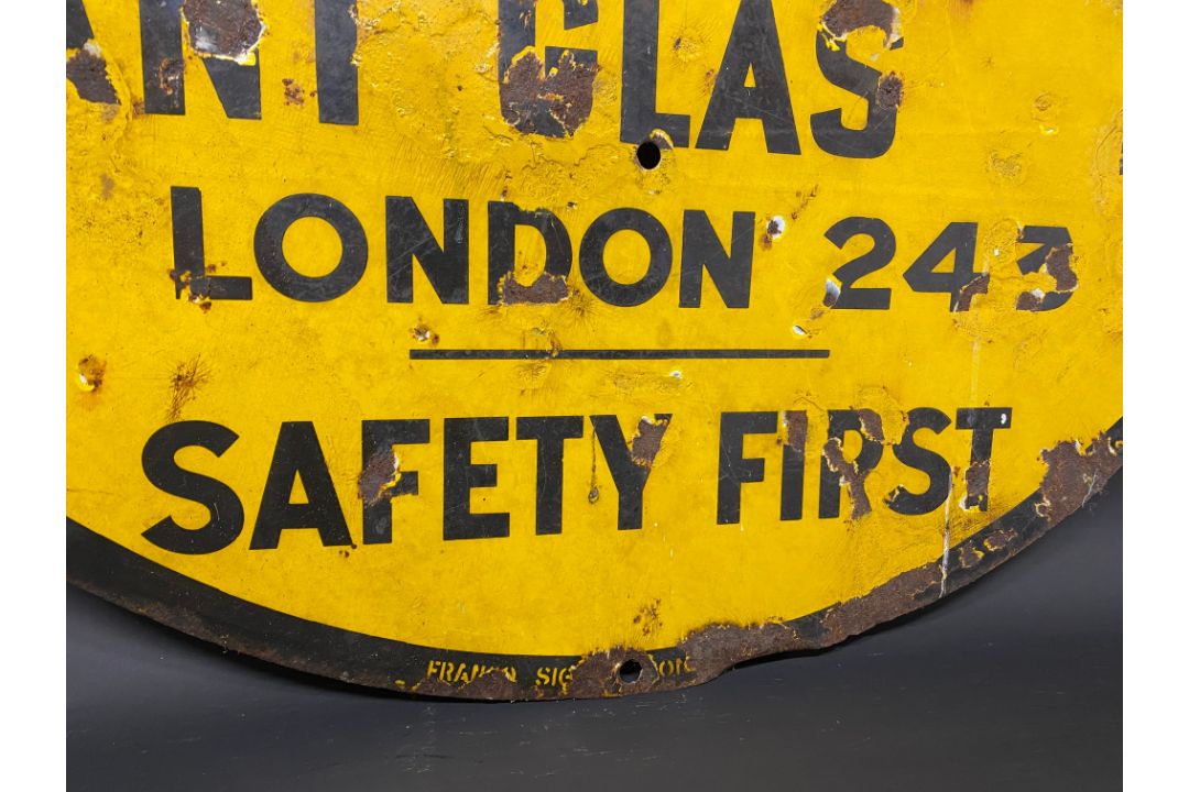 An AA circular yellow and black enamel road/village sign for Nazareth, made by Franco, older amateur - Image 4 of 5