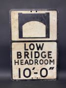 A metal road sign for Low Bridge, 14 x 21