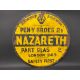 An AA circular yellow and black enamel road/village sign for Nazareth, made by Franco, older amateur - Image 1 of 5