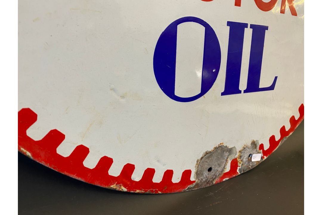 A Pratts Motor Oil circular double sided enamel sign, in good condition, 21" diameter. - Image 6 of 6