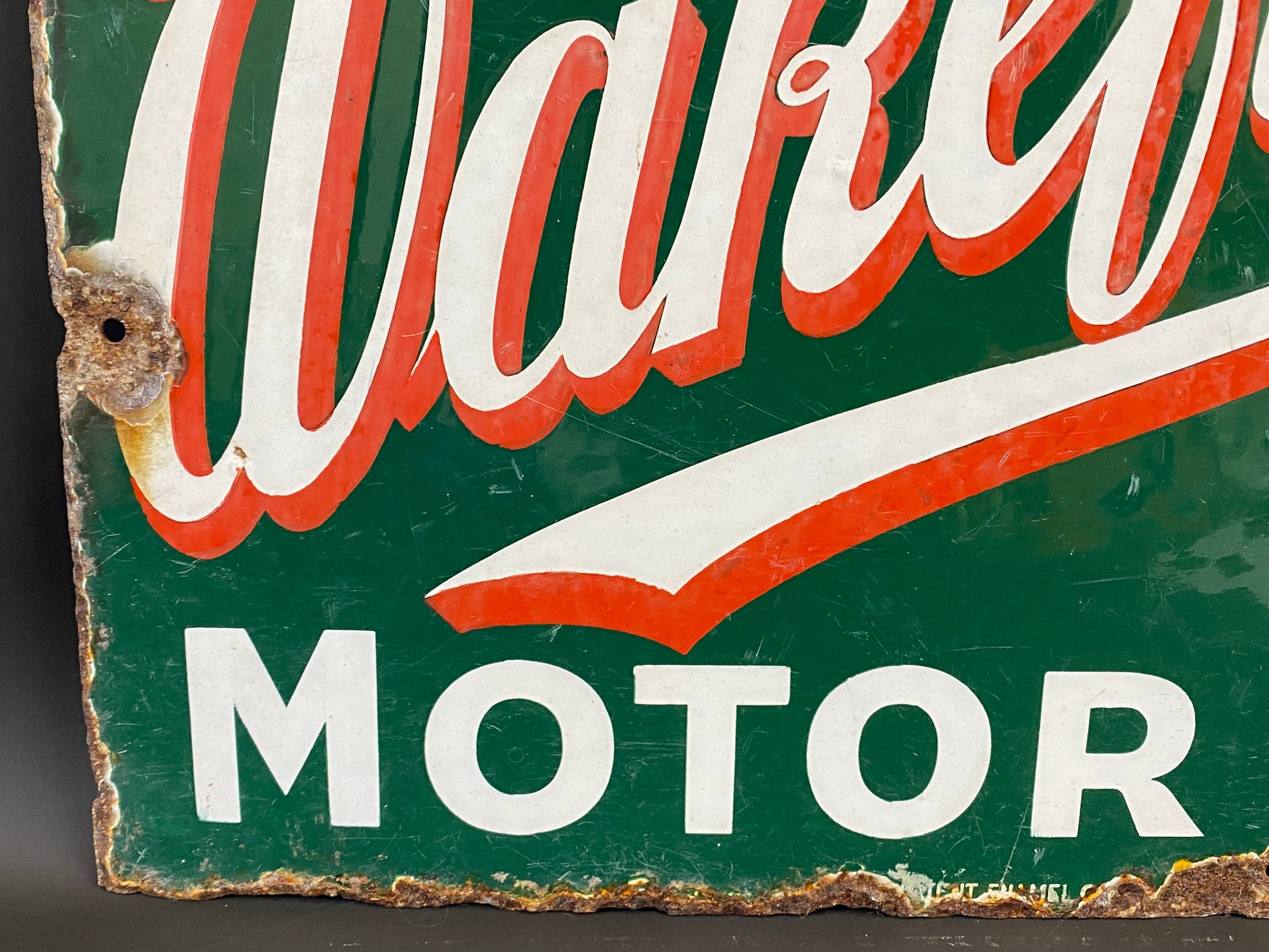 A small and early Wakefield Castrol Motor Oil double sided enamel sign, lacking hanging flange, by - Image 4 of 7