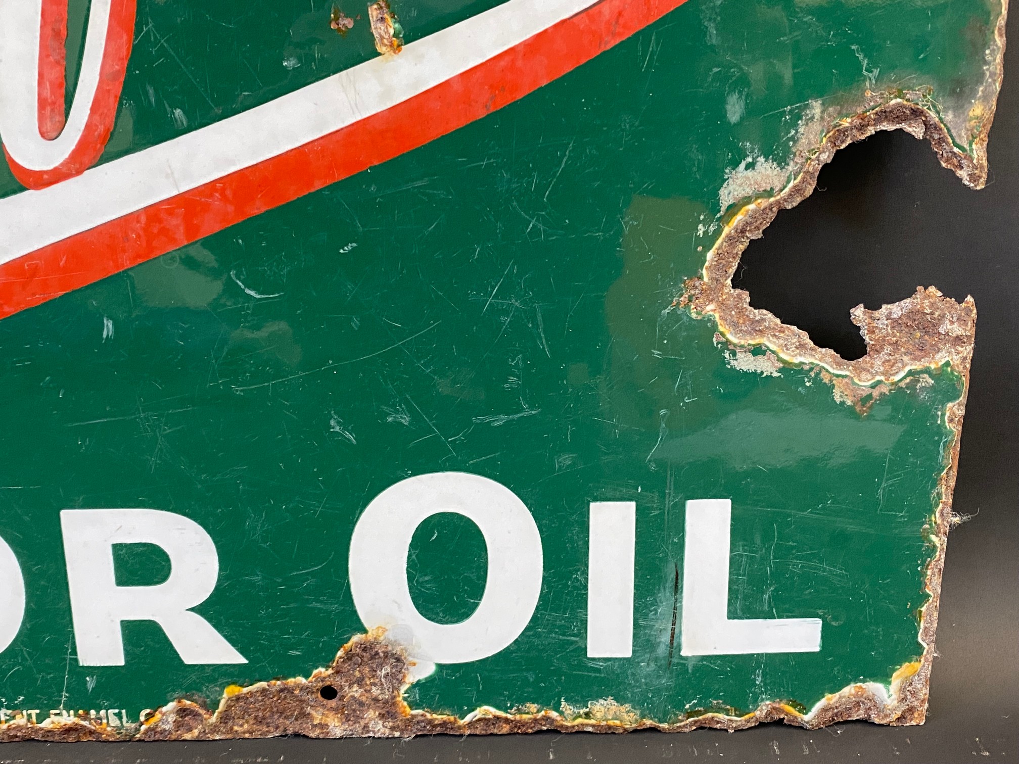 A small and early Wakefield Castrol Motor Oil double sided enamel sign, lacking hanging flange, by - Image 3 of 7