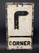 A reproduction aluminium road sign for Corner, by Branco, 12 x 21