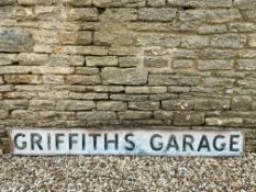 A rectangular metal sign advertising Griffith's Garage, 84 x 10