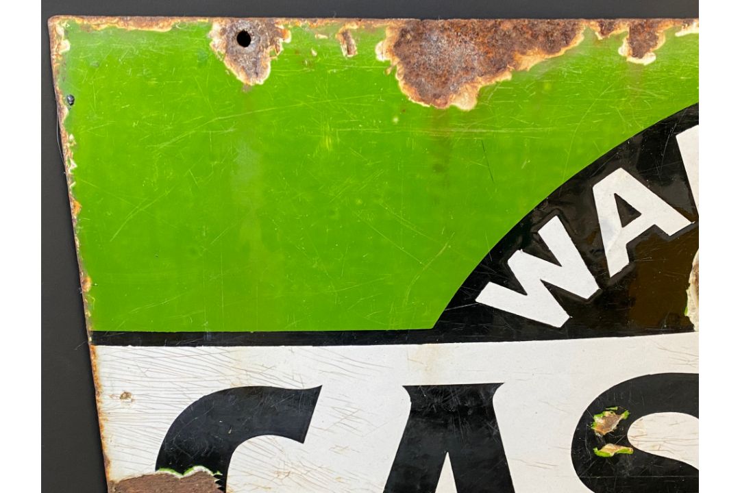 A Wakefield Castrol Motor Oil rectangular enamel sign, the scarcer green version, by Bruton of - Image 2 of 7
