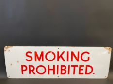 A Smoking Prohibited rectangular enamel sign, 36 x 12
