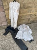 Two National Benzole garage forecourt attendant overalls and also a pair with a Texaco logo.