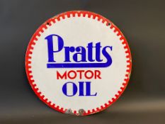 A Pratts Motor Oil circular double sided enamel sign, in good condition, 21