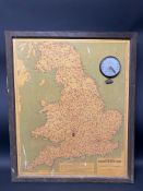 A Geographia Distance Clock Chart, 27 1/4 x 32 3/4