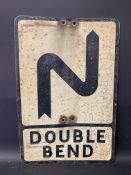 A metal road sign for Double Bend, 14 x 21