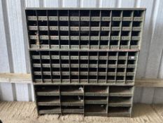 Three sections of industrial metal racking.