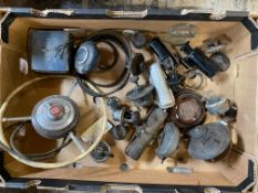 A good box of small and hard-to-find parts including scuttle and dash mounted lamps, ignition