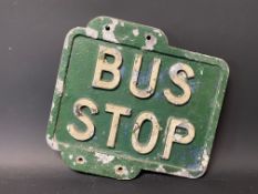 A Bus Stop cast aluminium double sided sign, 12 x 11