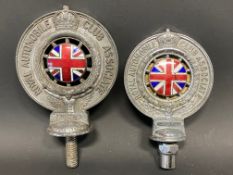 An RAC Associate member's badge, with celluloid insert dated 1932, no. CZ75590 plus another
