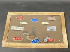 A framed and glazed group of supply plates including Reynolds of Liverpool, Pear Tree Garages St.