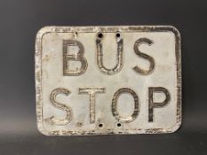 A pressed metal Bus Stop sign, 12 x 9