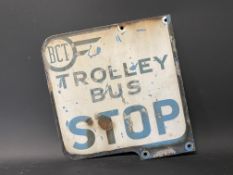 A Trolley Bus Stop double sided sign, 12 x 12 1/2