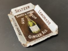 A Davies & James Ginger Ale pictorial enamel rectangular ashtray, 4 x 6