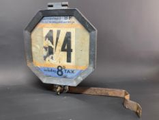 A BP octagonal petrol pump price tag in very original condition.