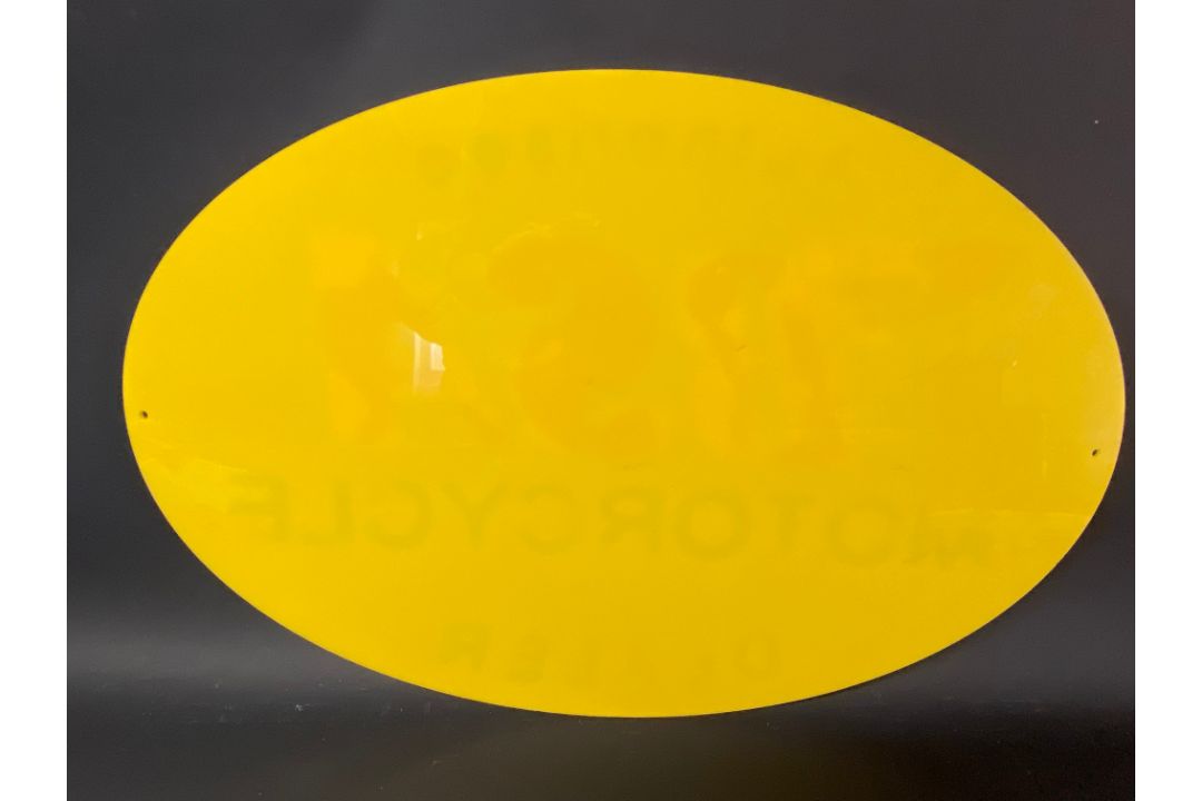 A BSA Authorised Motorcycle Dealer oval garage showroom perspex sign with raised lettering, 21 1/4 x - Image 3 of 3