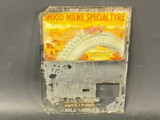 An early mirror with advertising for Wood Milne Special Tyres, 6 x 8