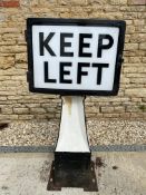 A large Keep Left road bollard, with a perspex panel, 55