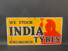 An India Tyres rectangular enamel sign in superb condition, 24 x 12