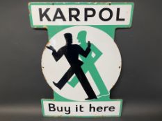 A Karpol Buy it Here enamel sign in good condition, 21 1/4 x 28 3/4