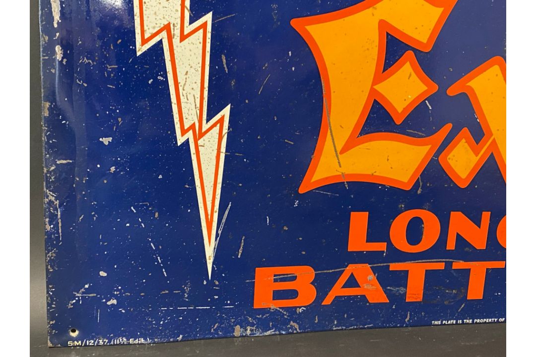 An Exide Batteries tin advertising sign of bright design and colour, 25 x 17 3/4". - Image 3 of 6