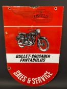 A Royal Enfield Bullet/Crusader Sales and Service double sided enamel sign, 16 x 25