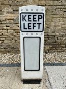 A Gowshall G58 metal Keep Left road bollard with inset reflective discs, and perspex panels, 42 1/2