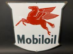 A Mobiloil enamel sign with flying pegasus motif, 15 x 15