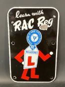 An 'RAC Reg' Association of Motor Schools & Instructors enamel sign, 7 1/2 x 12
