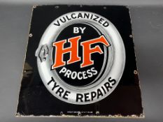 A Harvey Frost Vulcanized Tyre Repairs enamel sign by Patent Enamel, in superb condition, 18 x 20