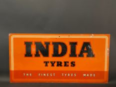 An India Tyres rectangular aluminium advertising sign by Franco, 36 x 18