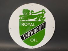 A Royal Snowdrift Oil circular oil cabinet enamel sign in excellent condition, 12