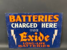 An Exide Batteries tin advertising sign of bright design and colour, 25 x 17 3/4