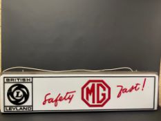 An MG 'Safety Fast' illuminated lightbox, 48